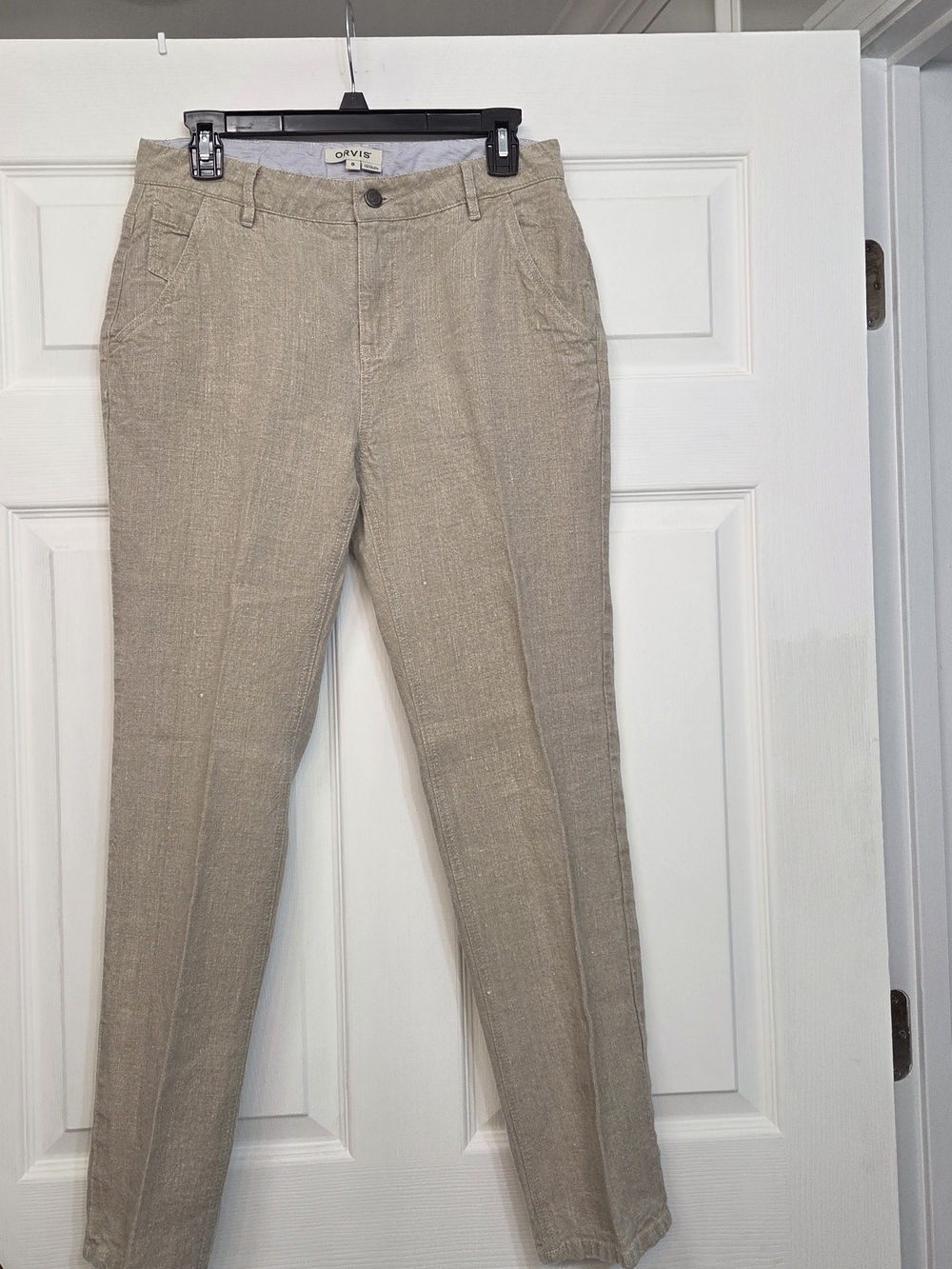 Orvis 100% Linen Pants Womens Size 8 Beige Tan Straight Leg Casual
